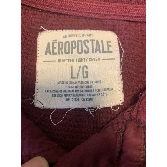 Aeropostale Vintage Y2K Henley Waffle Knit Burgundy Sweater Shirt Size L - Picture 4 of 8